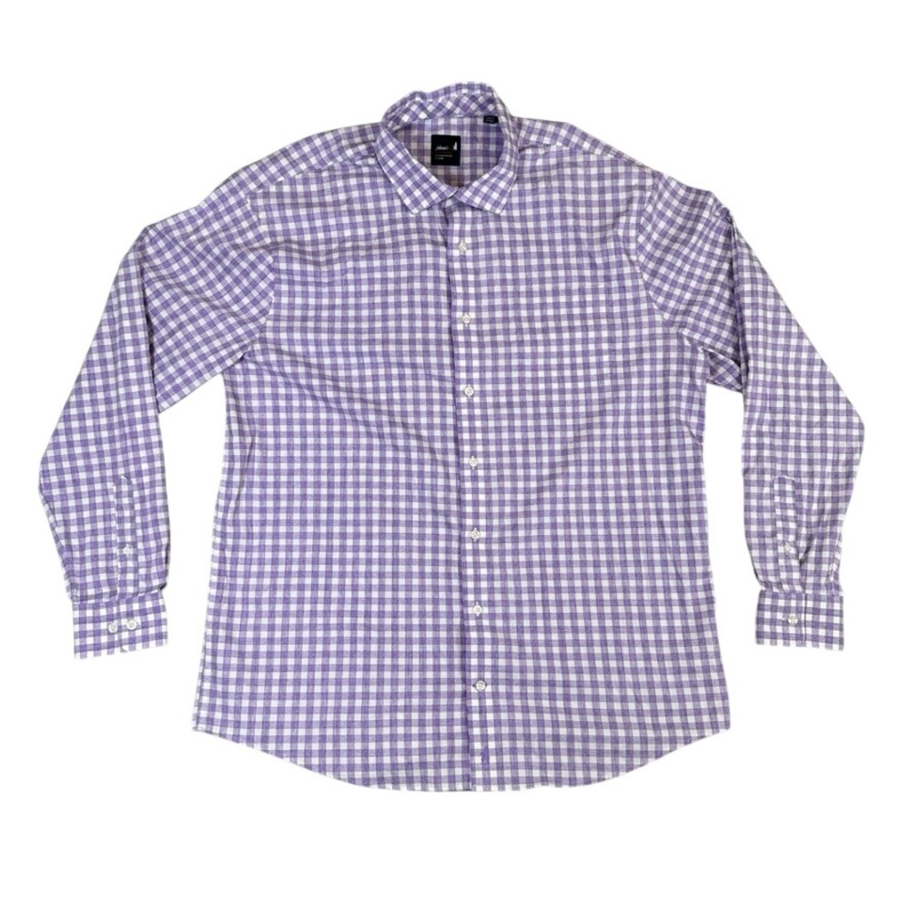 Johnnie-O Performance Mens XL Purple Gingham Check Long Sleeve Button Down Shirt